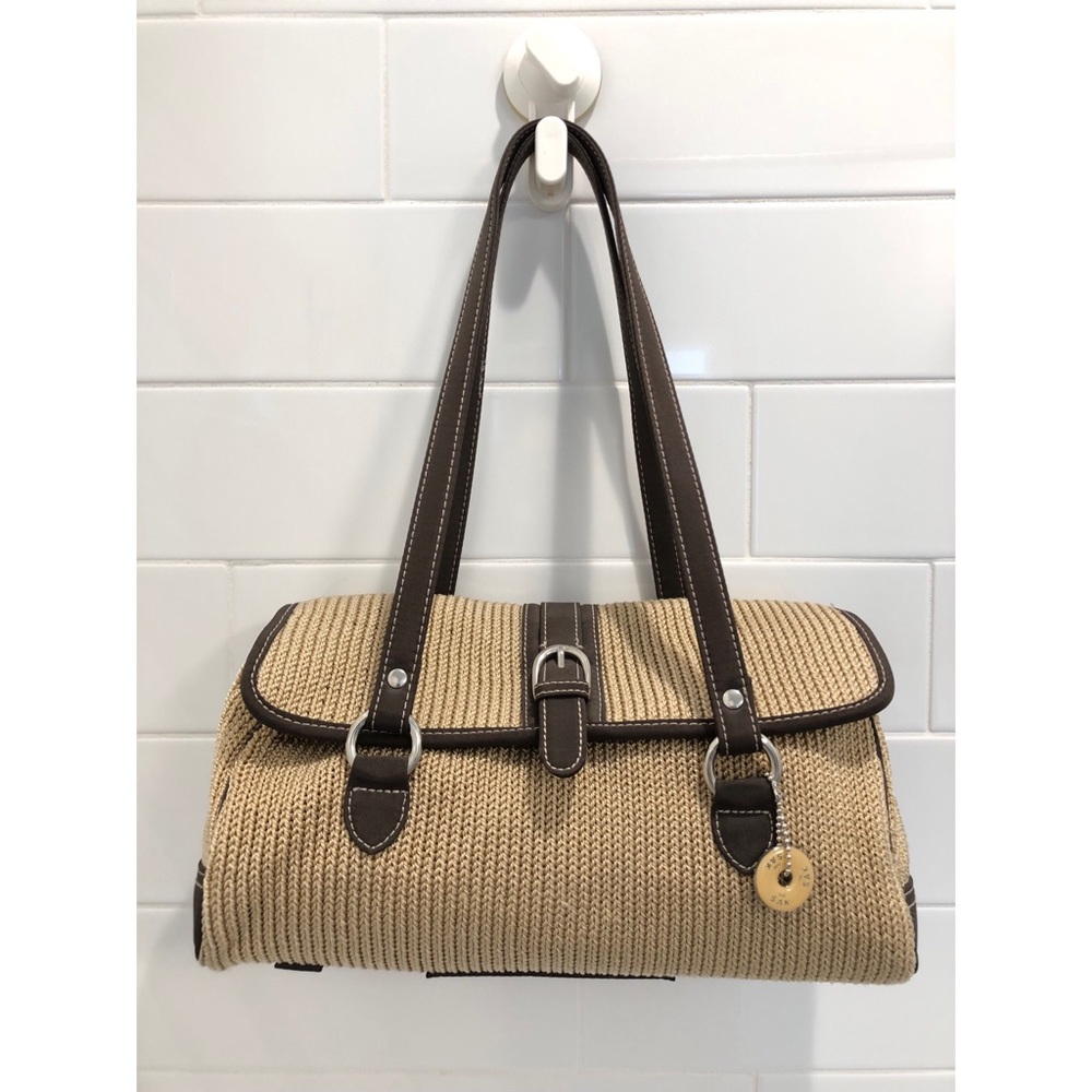 The Sak Tan and Brown Crochet Satchel GUC